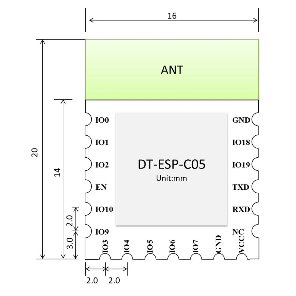 Module Wi-Fi et Bluetooth 2 en 1, série ESP32-C3-C05, puce ESP32-C3, Module économique