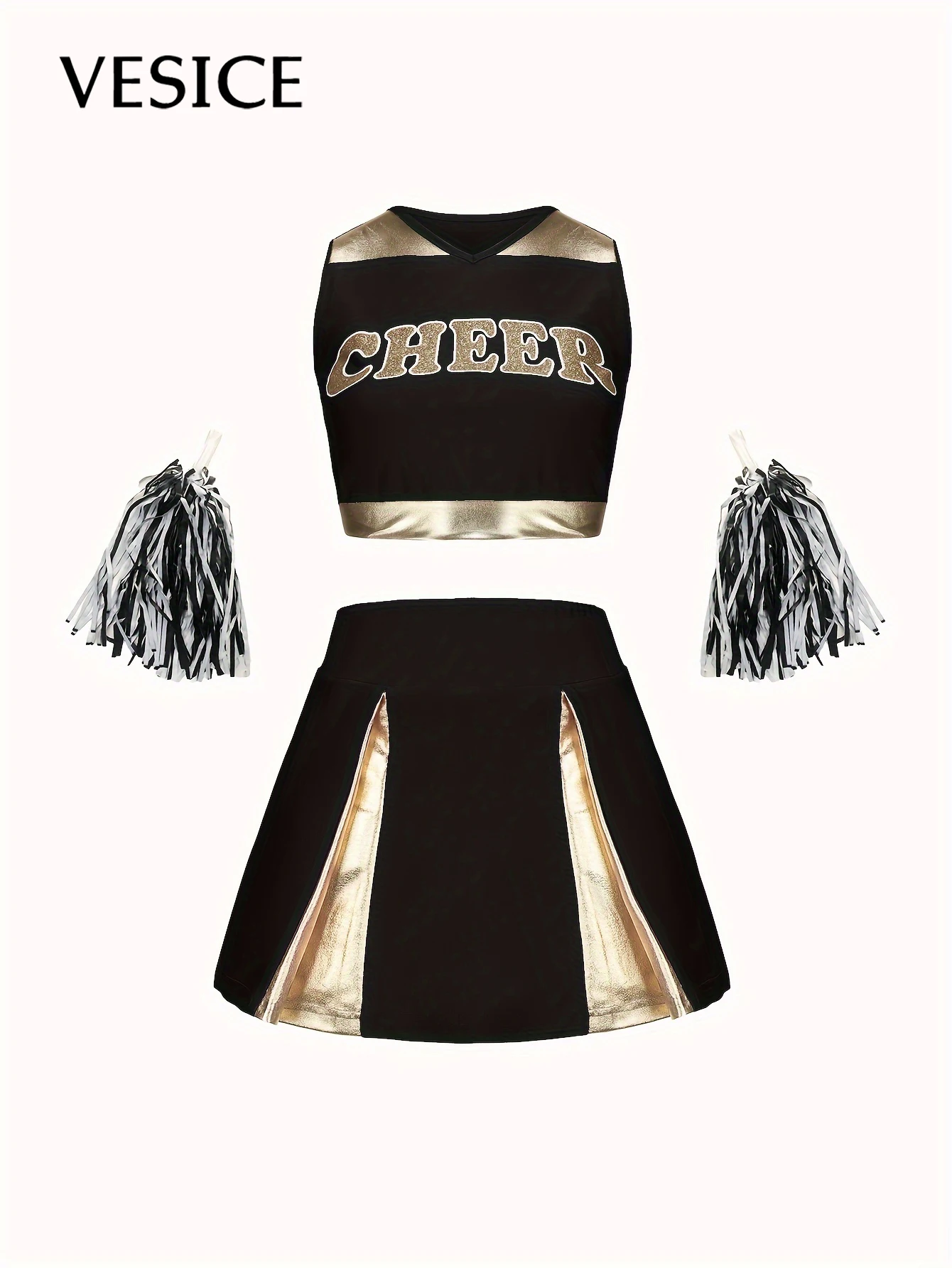 Cheerleading suit children girls cute performance clothes holiday party sportswear multi-color optional send pom poms