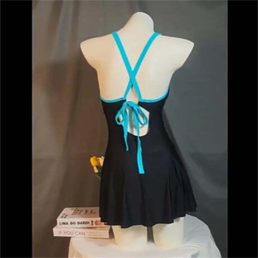 Sexy Black Swimsuit Dress Cross Bandage Backless Bikini V Neck Hollow Out Dresses Women One-piece Vacation Swimwear Beach Outfit