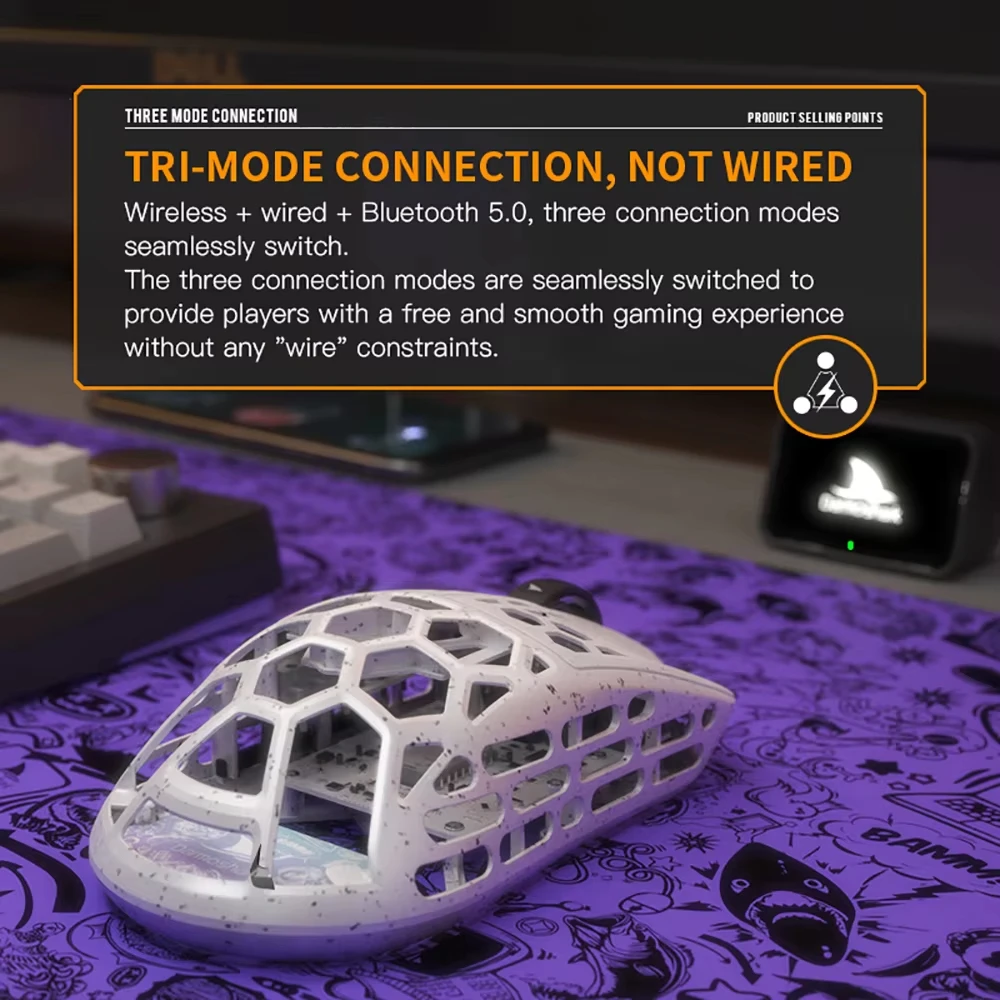 Darmoshark M2 PRO Mouse wireless Lega di magnesio 8k Tri Mode PAW3950 PC Gaming E-sport 40g Mouse leggero Batteria a lunga durata