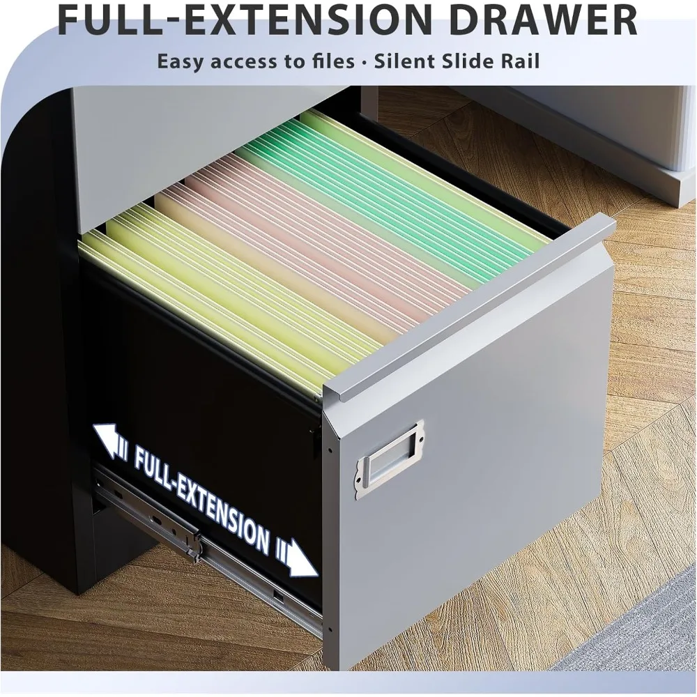 خزانة ملفات معدنية بقفل عمودي للمكتب المنزلي - خزانة تخزين بأربعة أدراج مع أمان