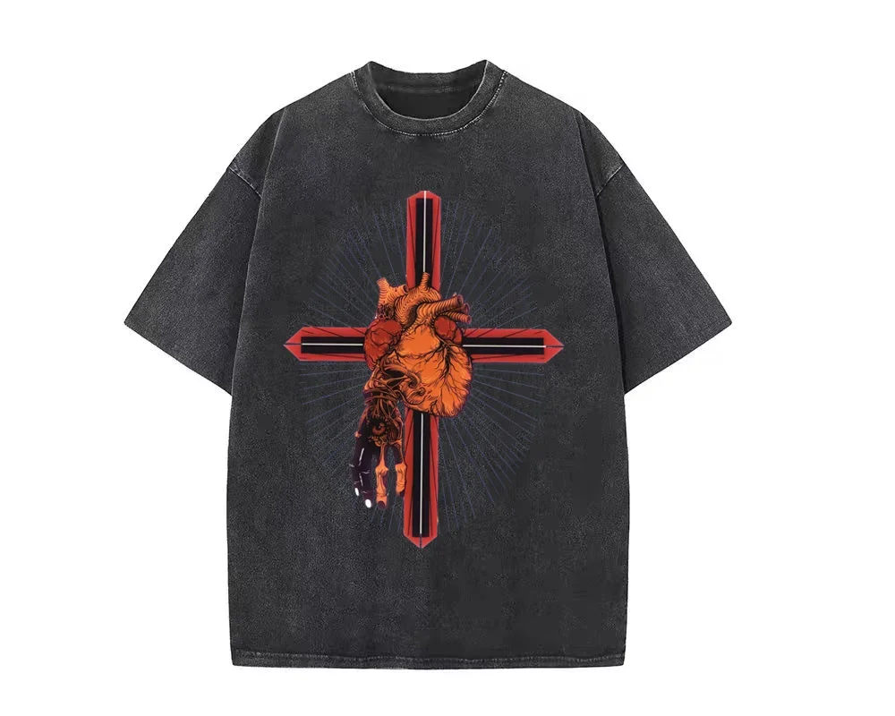 

Casual,hip-hop, Rap Style Printed Washed Cotton T-shirt,men's T-shirt,washed Cotton T-shirt,for Men and Women To Wear