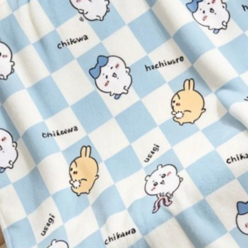Anime Cartoon Kawaii Chiikawa Flannel Noon Break Sofa Blanket Thicken Keep Warm Soft Let in Air Autumn and Winter Feel Good New