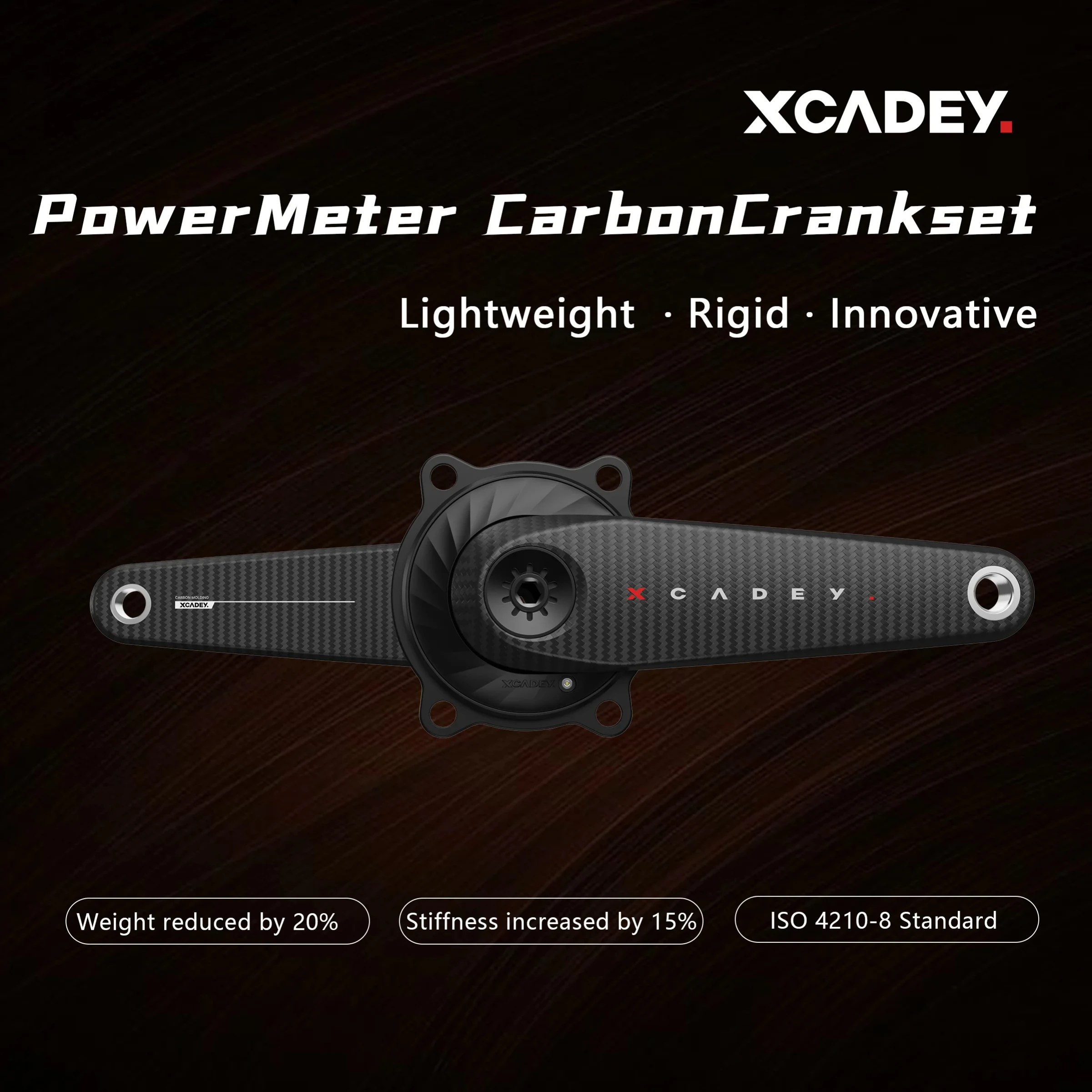 XCADEY VENTUS Carbon Fiber Power Meter Crankset Road Bike 24mm 5-Pin Ultralight 165mm 167.5mm 170mm 172.5mm 175mm