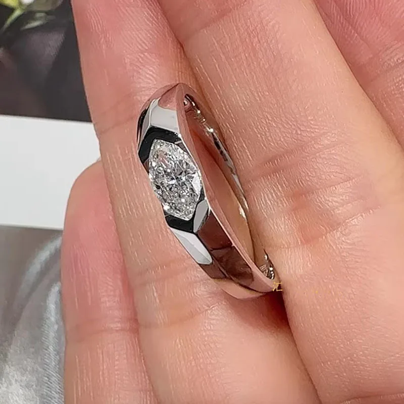 Bague en or blanc massif platine pt950, bague en diamant de laboratoire IGI, forme radiante, couleur DE, bague de mariage ﻿