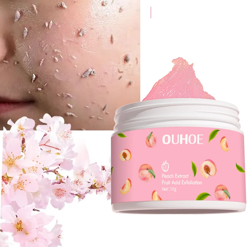 

Peach Exfoliating Body Scrub Deep Cleaning Face Pore Shrinking Whitening Cream Fade Dark Spots Removing Dead Skin Brightening