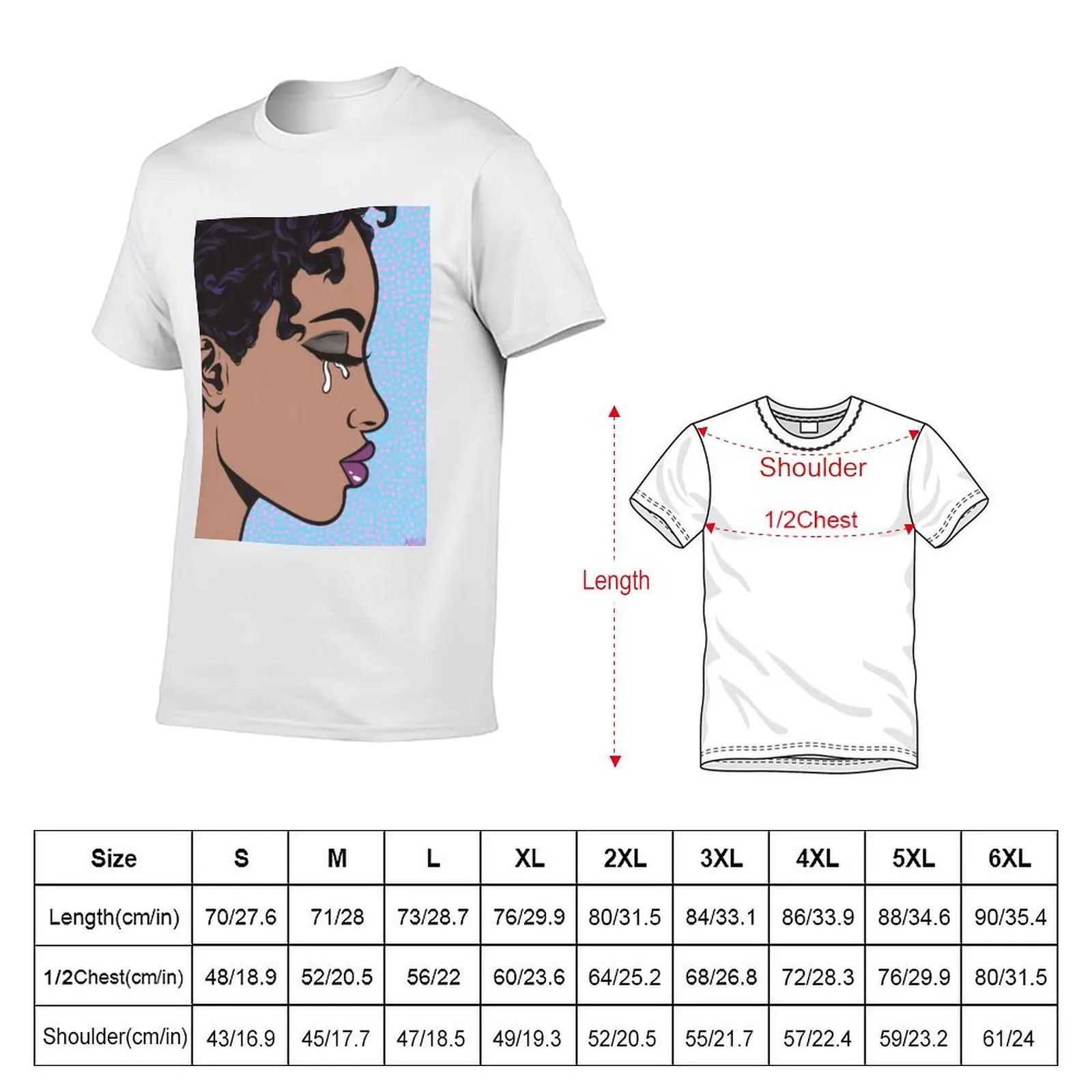 Black Crying Comic Girl T-Shirt t shirt man designer t shirt custom print man t shirts for men casual T-shirt