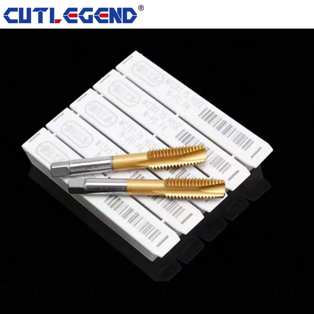 10PCS HSS6542 Straight Screw Tap Titanium Coated Spiral Metric Thread Tap M2-M18 Machine Plug Tap Threading Tool Tap Drill Bit