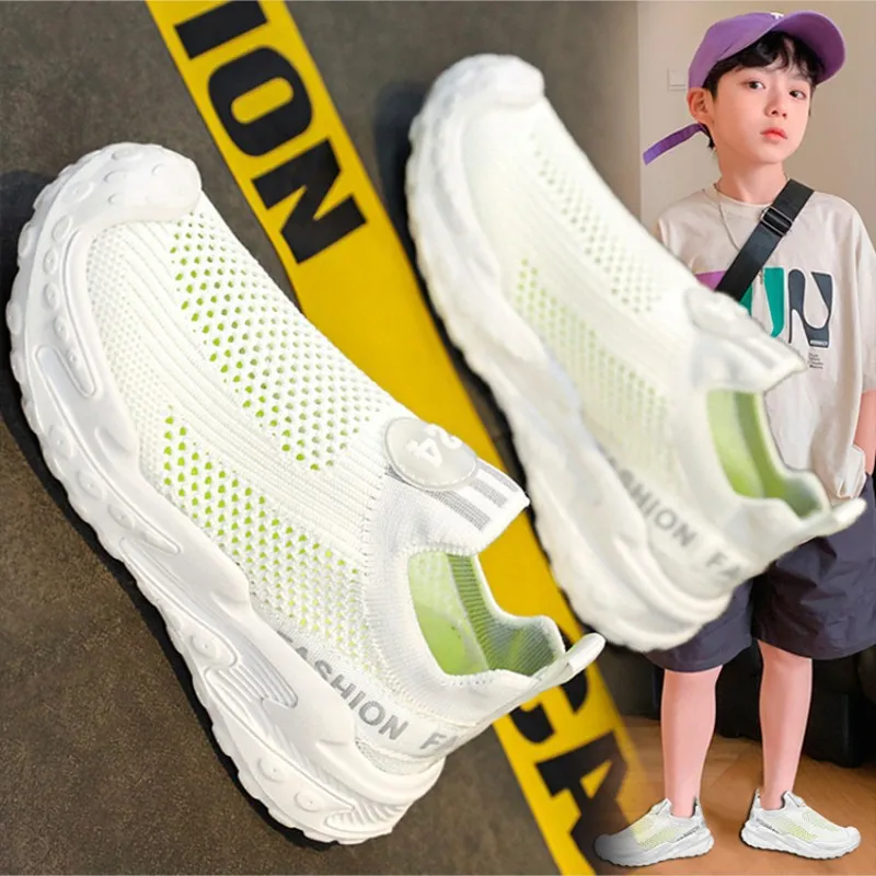 

Boys' Shoes Single Mesh Shoes 2024 Summer New Children's Sports White Shoes Medium and Large Children's Mesh Breathable