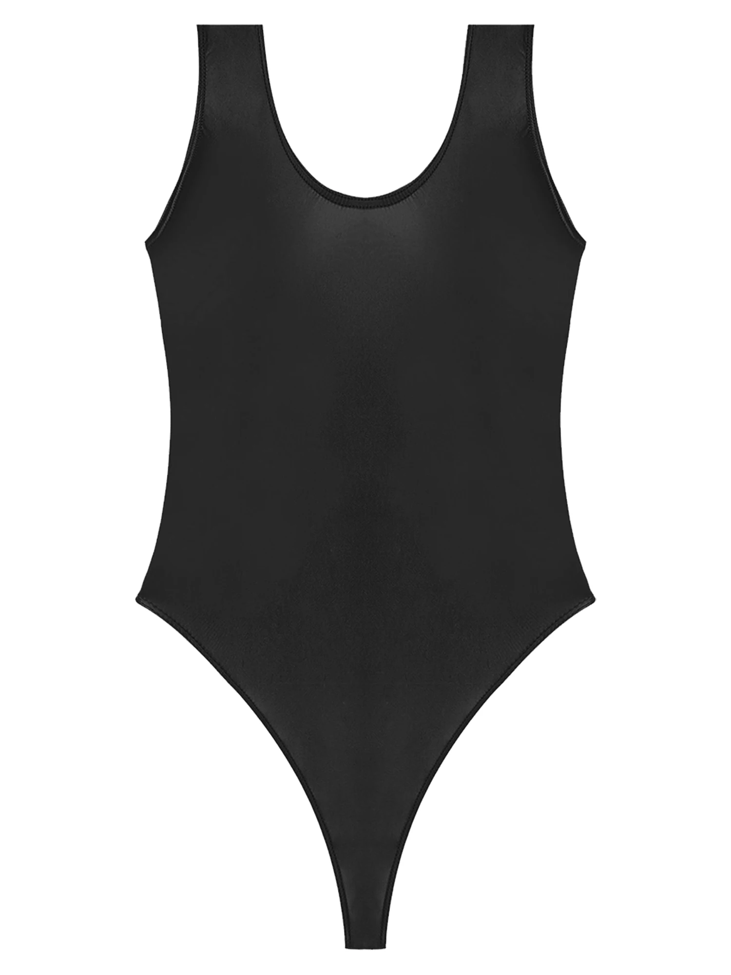 Men Glossy Sexy Bodysuit Lingerie Exotic Teddies High Cut Sleeveless Leotard One-piece Swimsuit for Yoga Sports Fitness Swimming