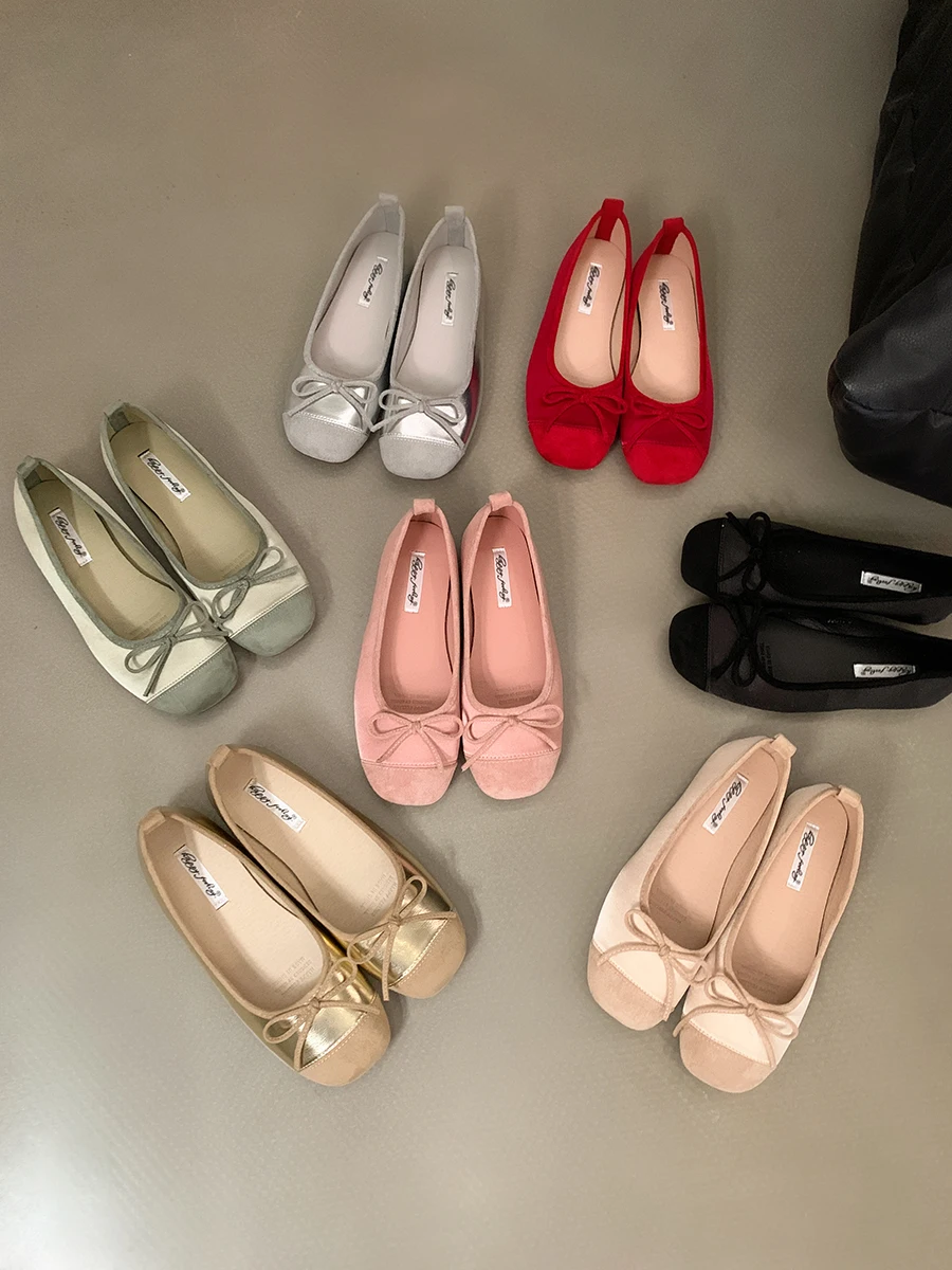 

Comforty Butterfly Knot Summer Brand Women Fashion Round Toe Shallow Slip On Ballerinas Shoes Soft Flat Heel Dress Ballet Shoe