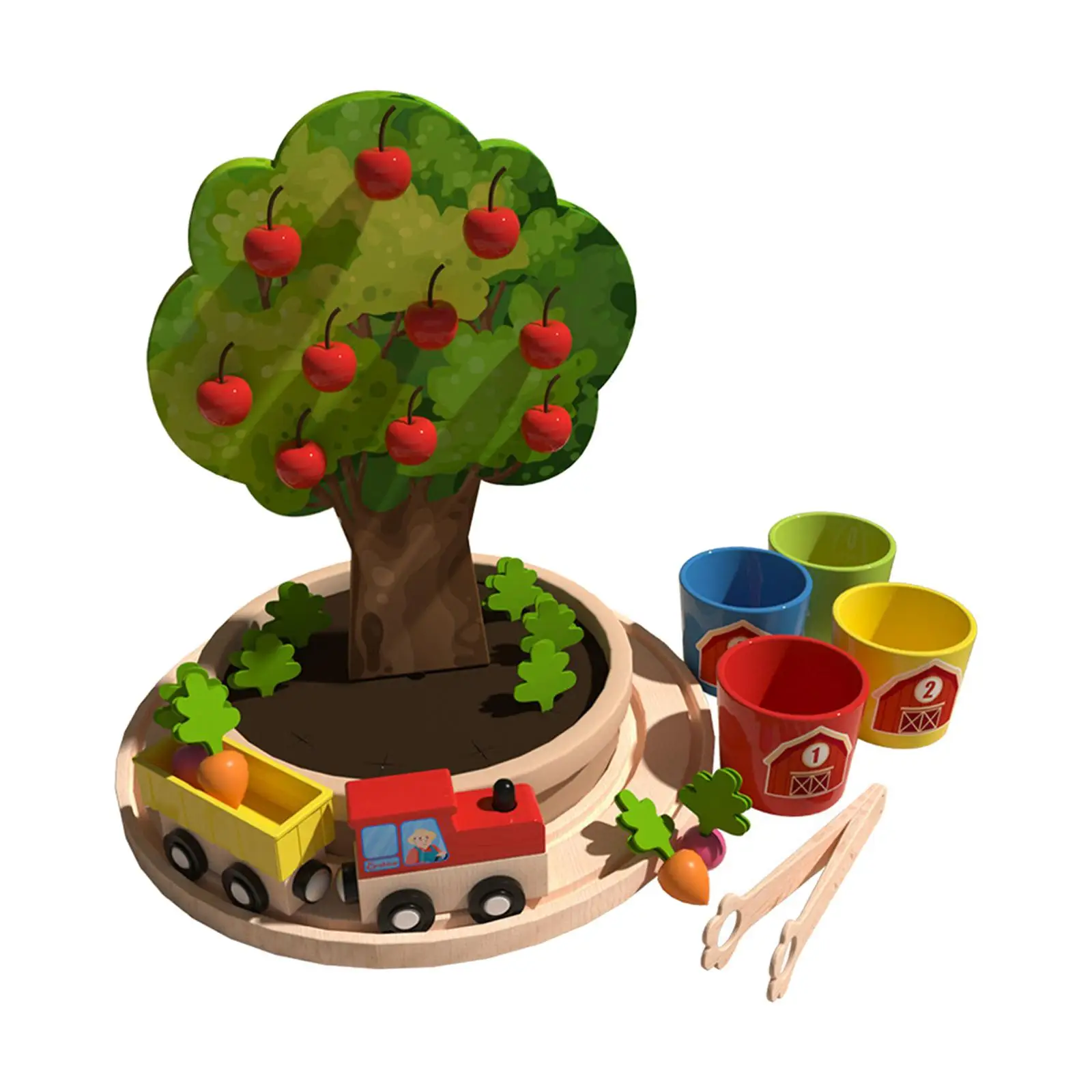 

Wooden Montessori Toys, Fruit Picking Tree Toy, Fine Motor Skill Toys, Color