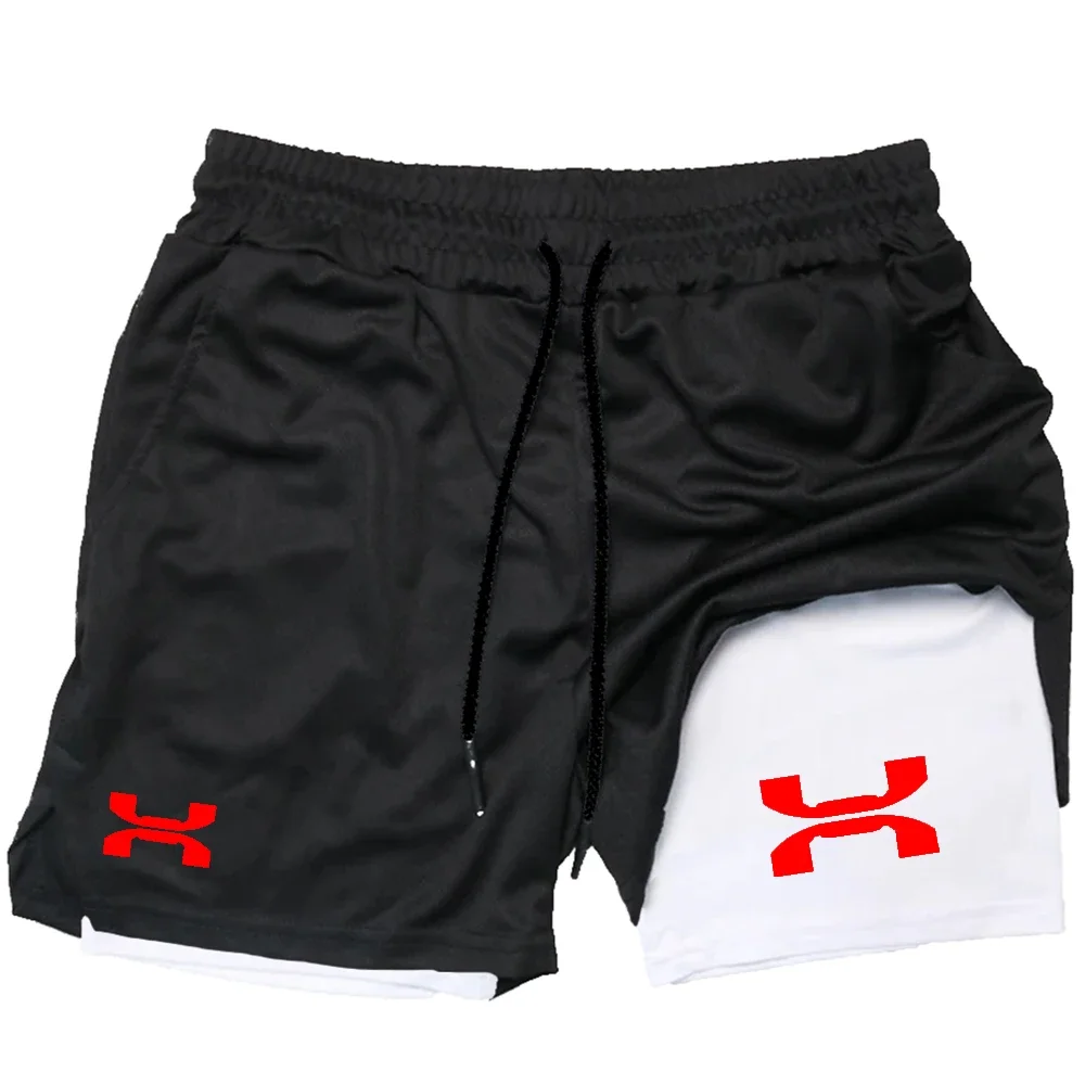 Laufshorts für Herren, Fitnessstudio, Sport-Shorts, 2-in-1, schnell trocknend, Workout, Training, Fitnessstudio, Fitness, Jogging, kurze Hosen,