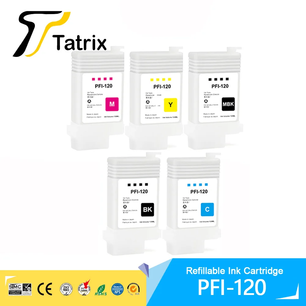 For Canon With Chips PFI 120 PFI120 Refillable Ink Cartridge for Canon TM200 TM205 TM300 TM305 200 205 300 305 printer