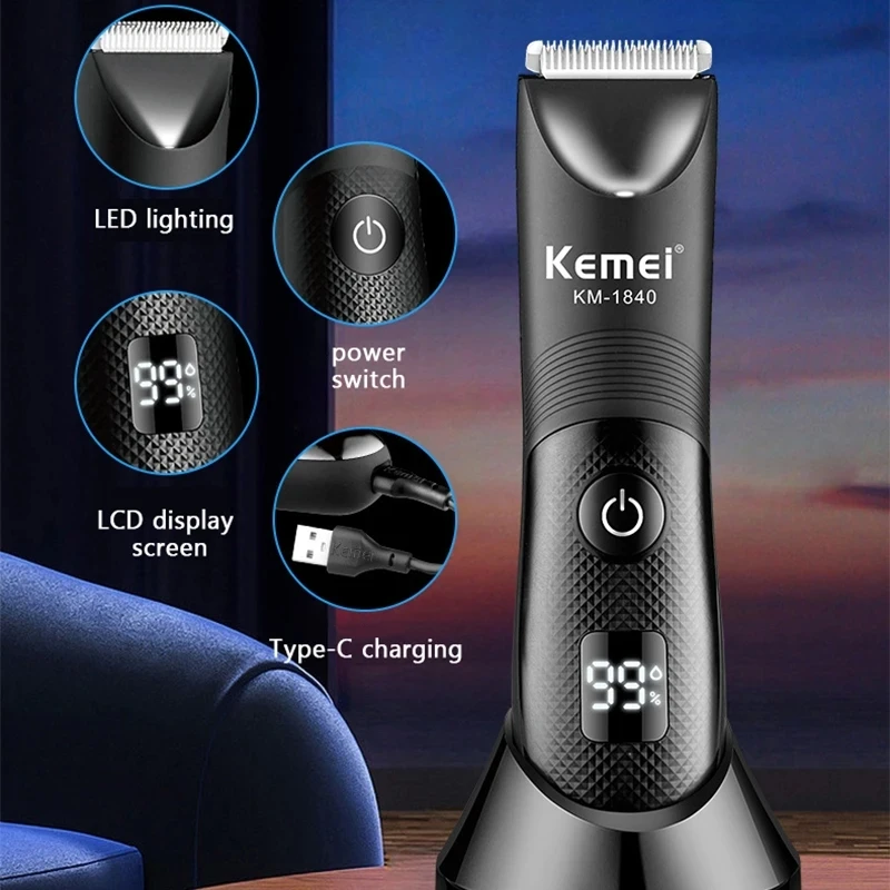Kemei KM-1838 KM-1840 Groin Area Hair Trimmer Lawn Mower Ceramic