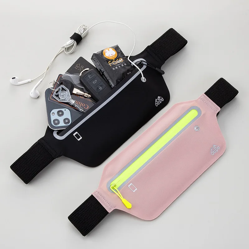 Tas Pinggang Lari Tahan Air Tas Sabuk Olahraga untuk Wanita Pria Kantong Ponsel Luar Ruangan Jogging Kebugaran Bersepeda Perjalanan dengan Lubang Earphone