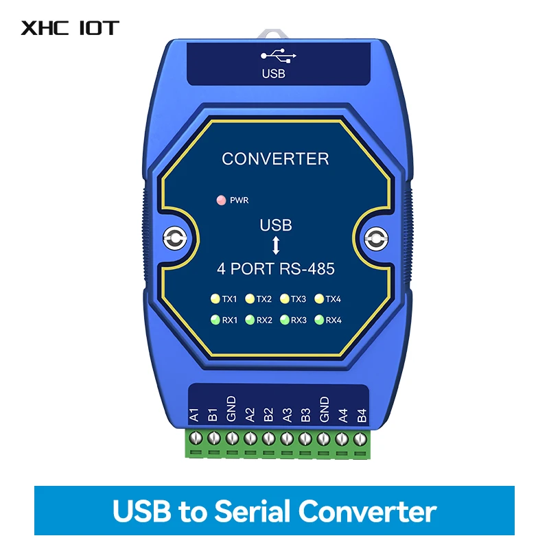 USB to RS-485 Serial Port 4 Serial Ports Converter XHCIOT E810-U41S High Protection 12M Rate Industrial Grade USB-C Interface