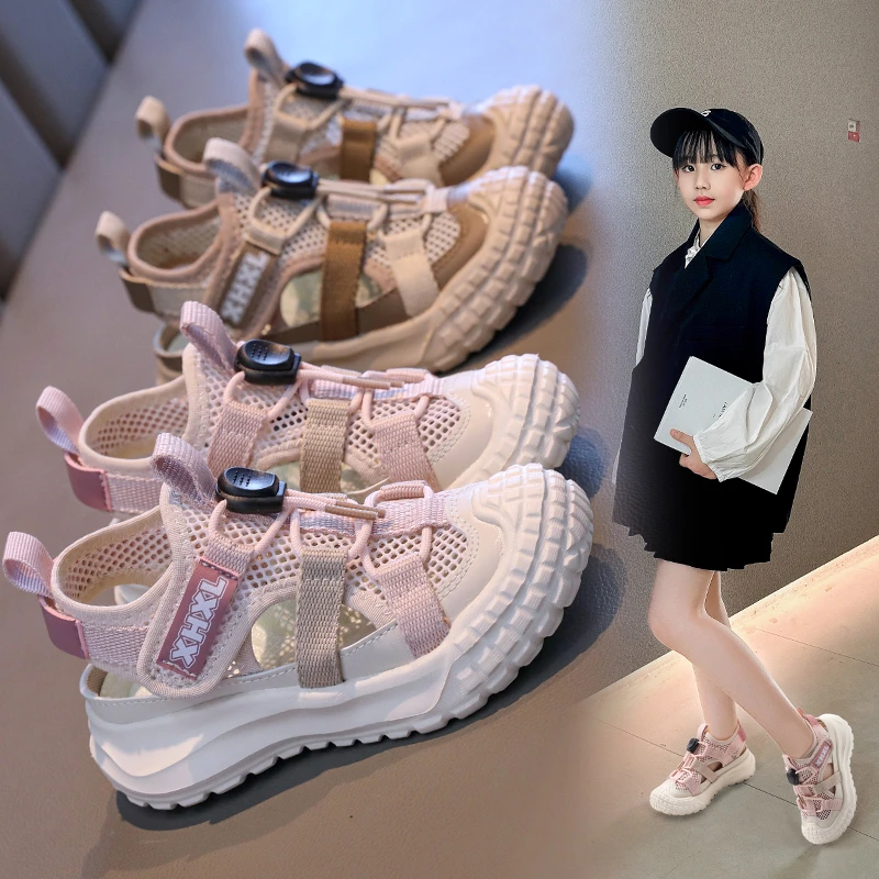 

2025 Summer Children's Outdoor Trekking Sandals Kids Boys Girls Flat Non Slip Collision Avoidance Quick Drying Beach Shoes