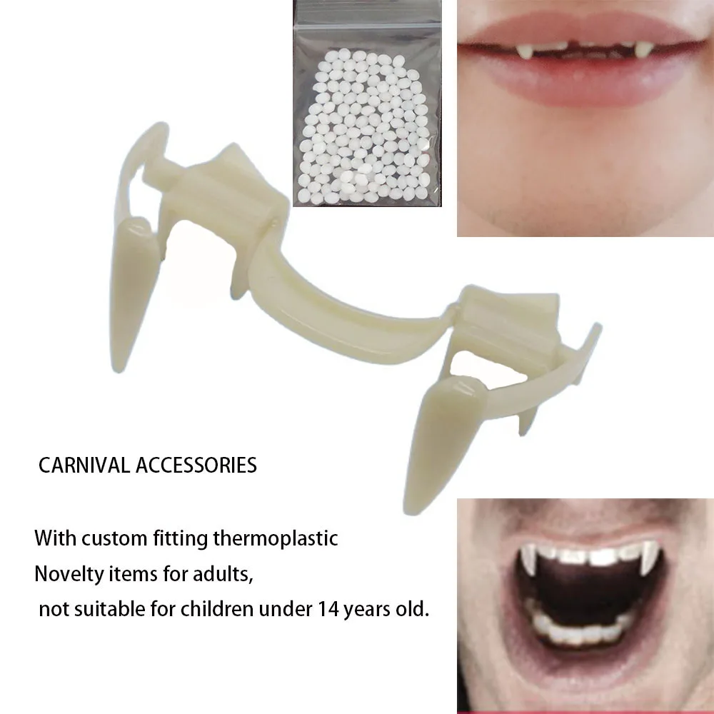 Colmillos de dientes retráctiles para Halloween, suministros de Cosplay de dientes de vampiro, colmillos de Zombie, colmillos de dientes de Drácula, nuevos