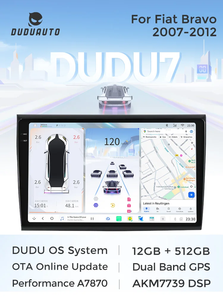 ZJZ MEKEDE  Android Car Multimedia Car Stereo AutoRadio DUDU GPS Navigation Car-play  Head Unit for Fiat Bravo 2007-2012