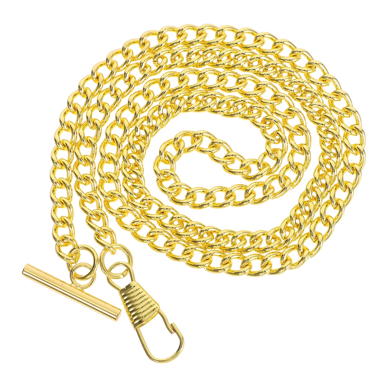 

Decent Vintage Metal Pocket Watch Chain T-Bar Buckle Durable Practical Use Jeans Belt Chain Golden 65cm Retro Style