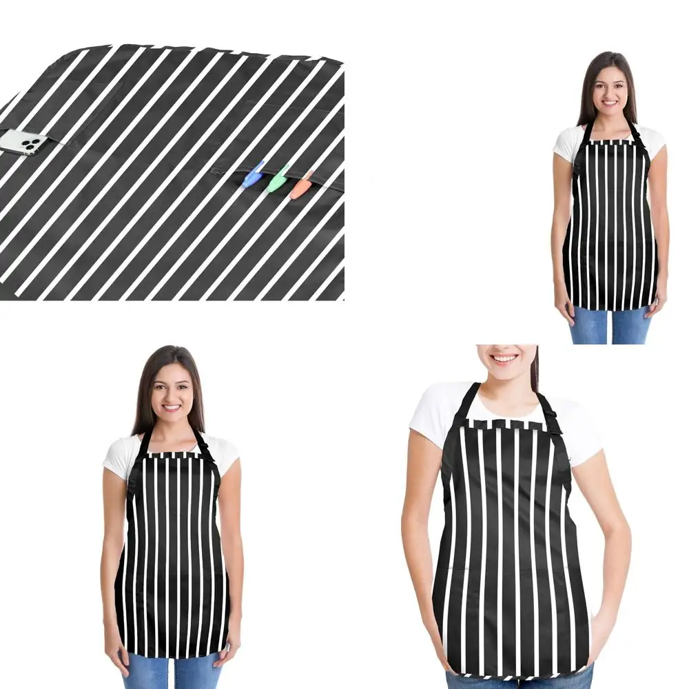 

Кухонные фартуки из поликоттона, 12 штук, черно-белые в полоску, для ресторанов и домашнего использования