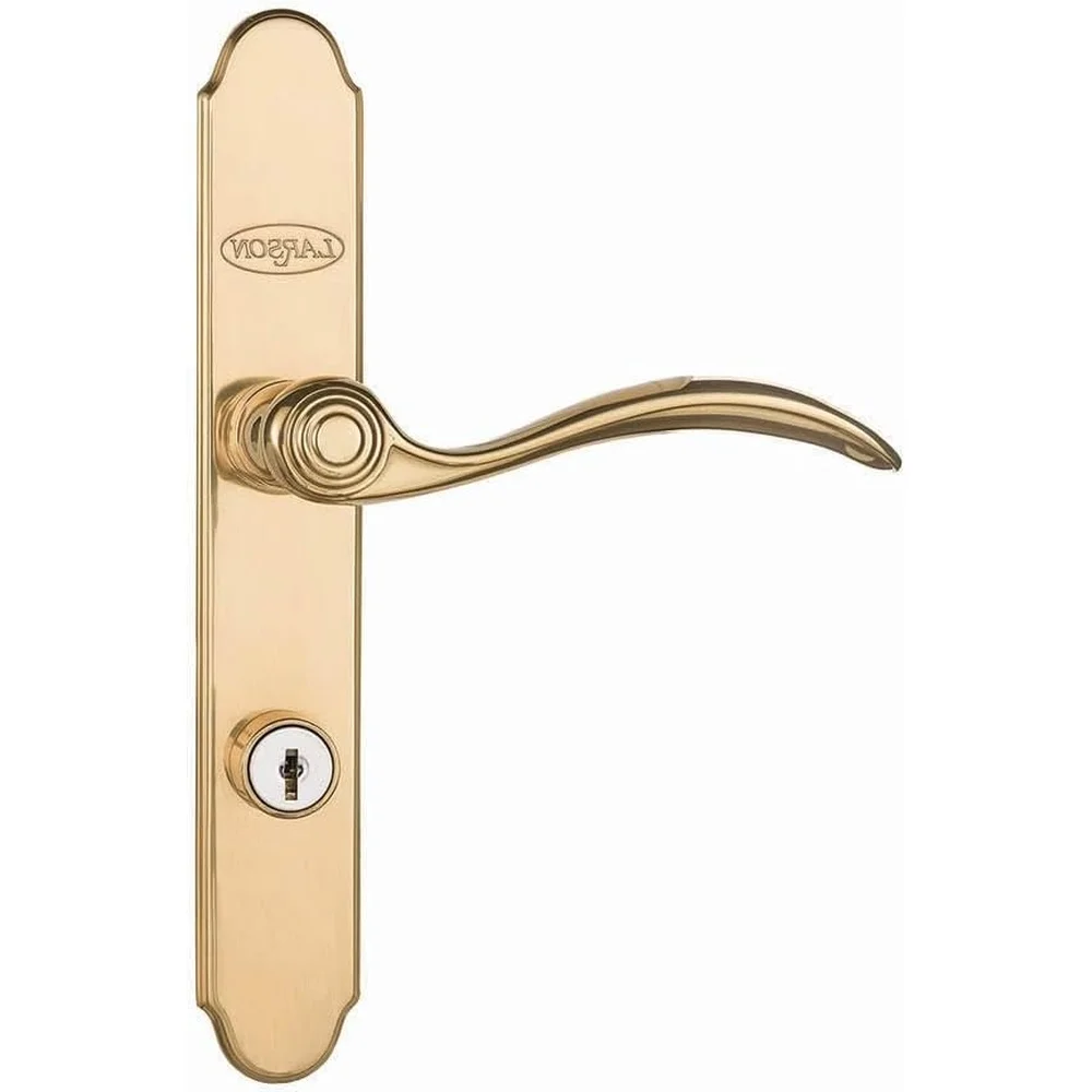 

QuickFit Curved Brass Handle Durable Security Lock Easy Installation Universal Fit Storm Doors Rust Resistant Low Maintenance