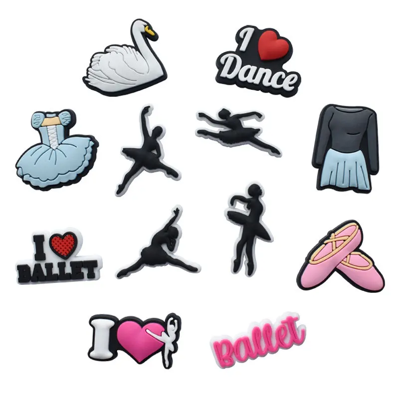 ballet 1pcs PVC Ballet shoe Charms for Shoe Decorations Pins dancing Accessories for wristband Women Girls Gifts Clog