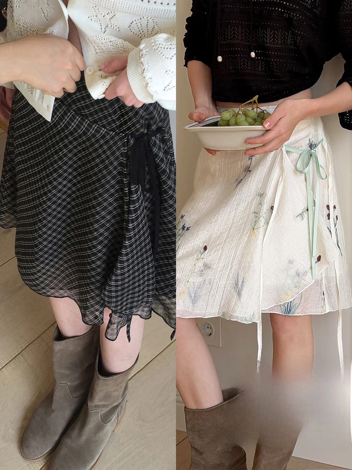 

Женская асимметричная юбка Le Spring Summer с цветочной вышивкой и текстурой, с поясом, с завышенной талией, из полиэстера, для повседневной носки