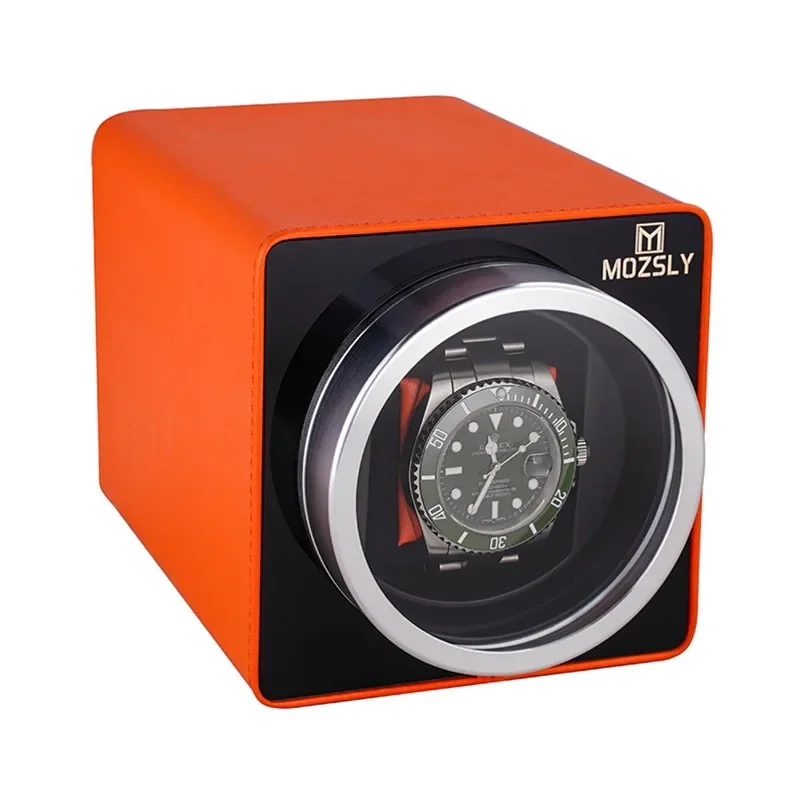 Mechanical Watch Winders Battery Operated Automatic Watch Winder Box Rotating Japanese Motor Leather Orange Watchs Storage Boxes