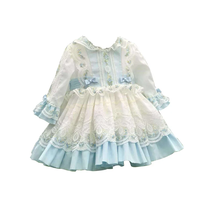 Spring Girls Lolita Vitange Dress Spanish Children\'s Dresses Baby Girls Quality Madehand Princess Dresses Quality Comfortable