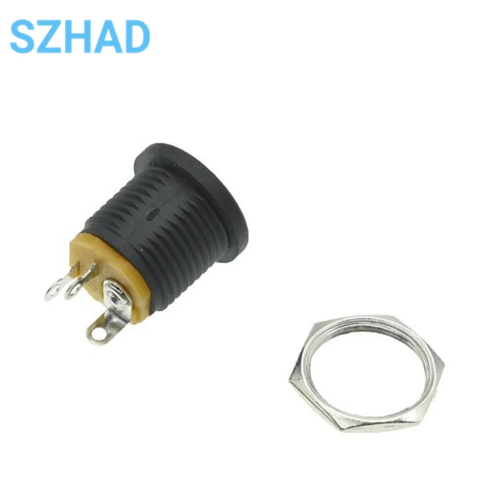 5.5-2.1MM DC-022 DC power supply socket outlet holes threaded nut panel installation