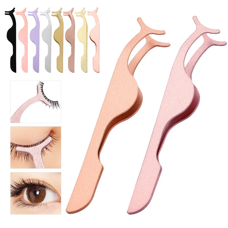 False Eyelashes Tweezer Fake Eye Lash Applicator Eye Makeup Tools Professional Eyelash Extension Curler Auxiliary Clip