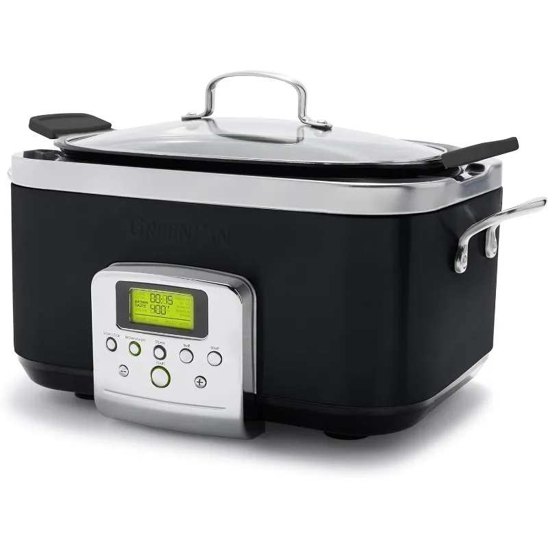 8-in-1 Programmable 6QT Electric Slow Cooker with Dishwasher Safe Lid and Removable Pot, Sauté, Sauté/Sear,