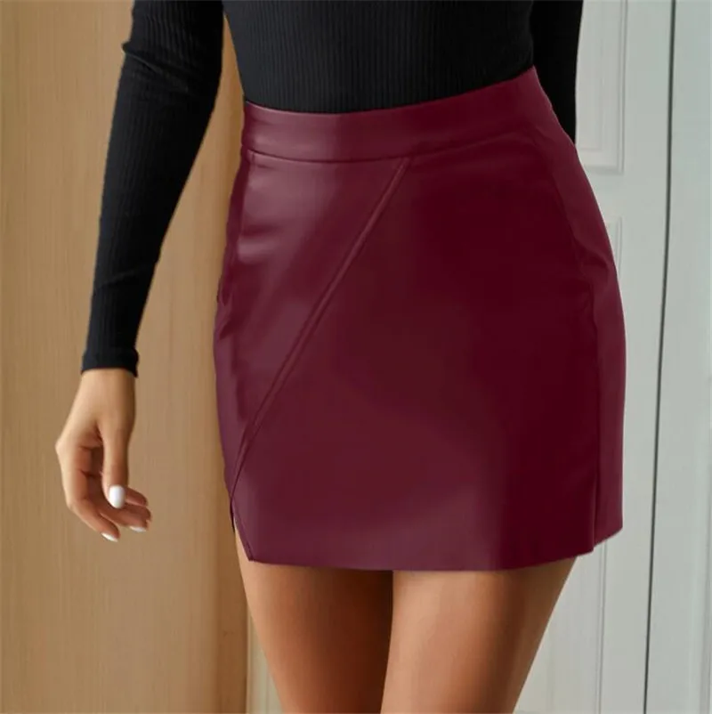 Cintura gonna in pelle asimmetrica da donna Casual nera da donna Sexy minigonna sottile gonna da donna High Street primavera ed estate