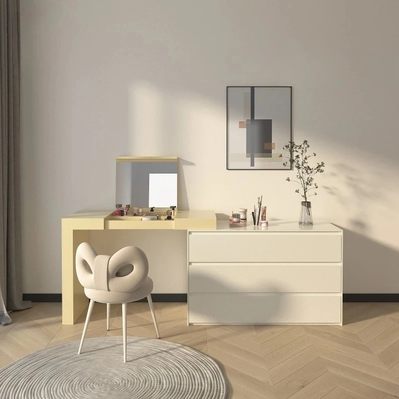 

Pink paint dresser desk dual-purpose girl bedroom end of bed simple small apartment makeup table