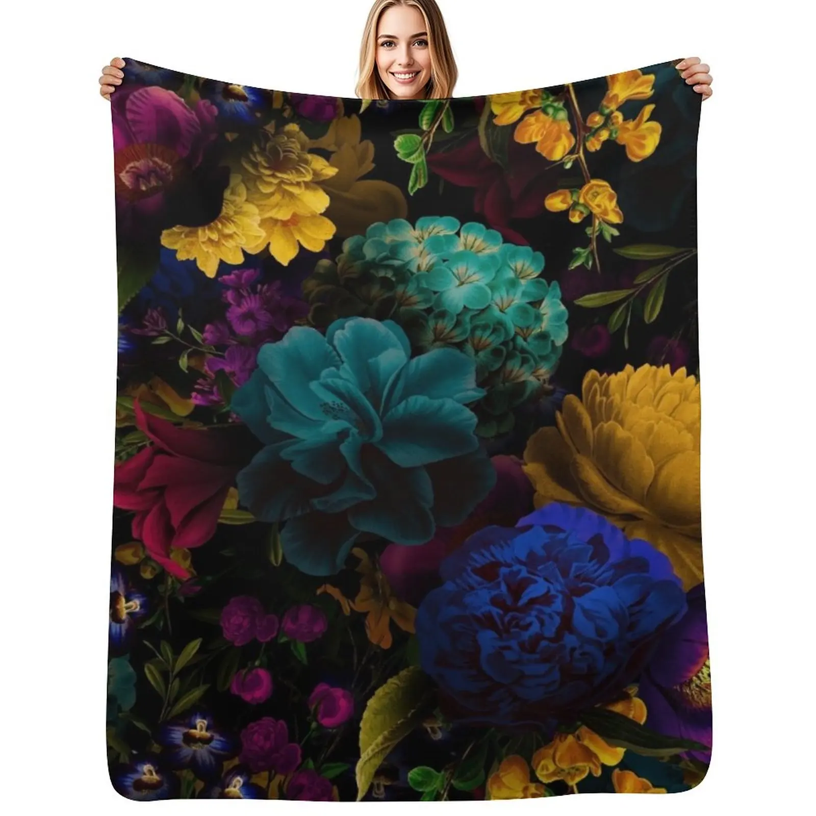 Mystical night II Botanical Night Garden Throw Blanket Stuffeds blankets ands Thermal Moving Shaggy Blankets
