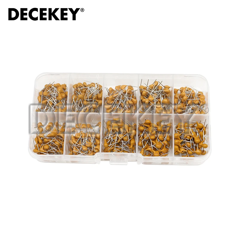 500pcs Multilayer Ceramic Capacitor Assorted Kit 50V 10values*50pcs 0.1uF - 10uF Monolithic Capacitance Set with Box