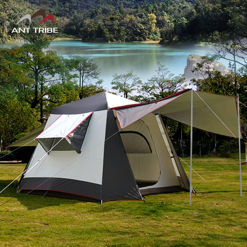 

Outdoor automatic speed-opening 4-5 people double-layer sunscreen and rainstorm thickened aluminum alloy camping camping tent