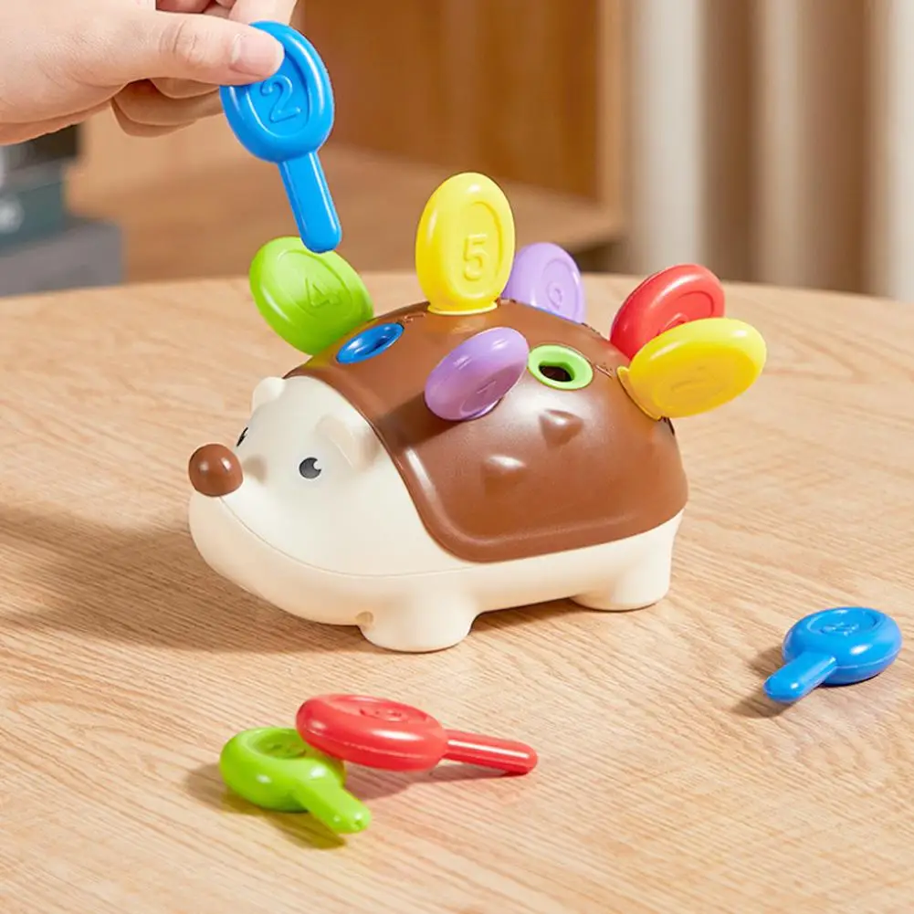 1Pc New Children's educational puzzle toy featuring stuffed hedgehog, with number matching and assembly features