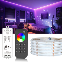 5M 10M 20M COB RGB LED Strip 24V Flexible Dimmable Room Cabinet Liner Light Bedroom Party Game Decor 2.4G RF Hand Remote Control