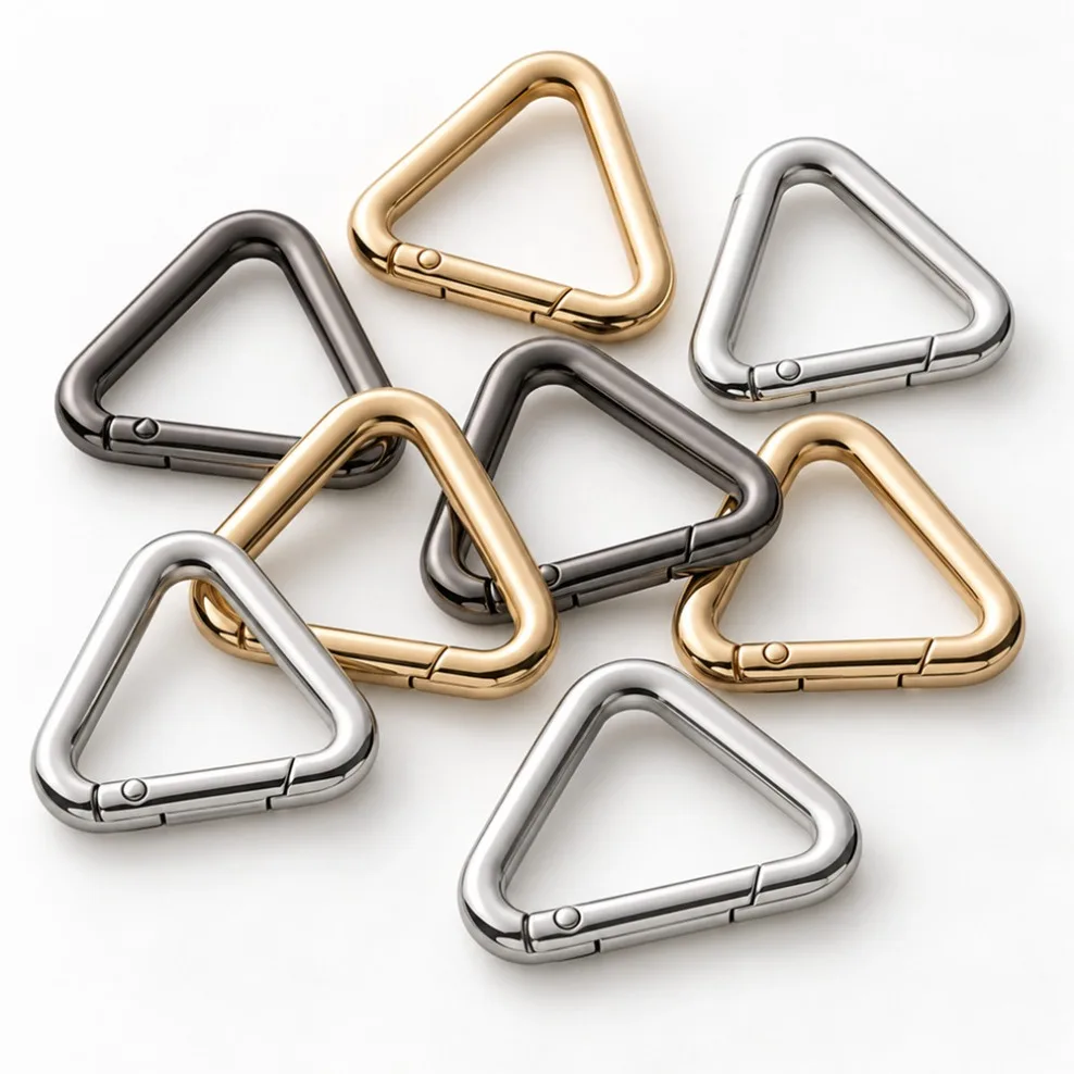 5pcs Zinc alloy Triangles Rings Spring Clasp Buckle Keychain Connector Carabiner For DIY Bag Keys Jewellery Making Accessories