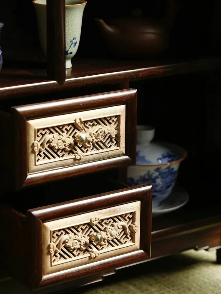 A   Storage Cabinet Tea Room Hallway Desktop Curio Box Decoration Qing Court Silkwood Wanfu Cabinet
