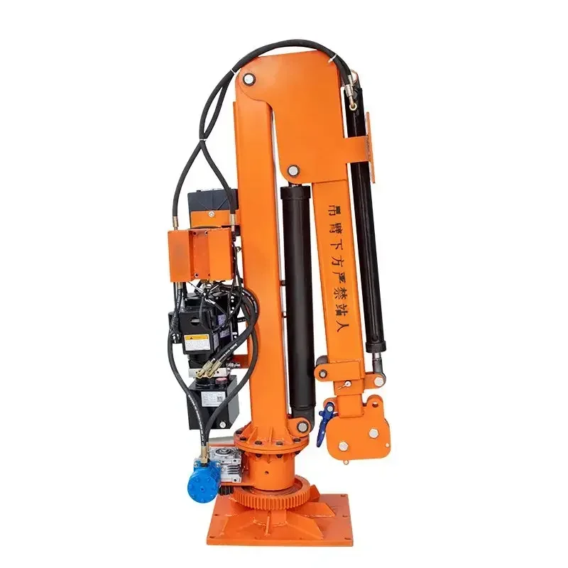 Full electric hydraulic vehicle mounted crane 12V24V telescopic rotating 220 extended pole lifting winch small