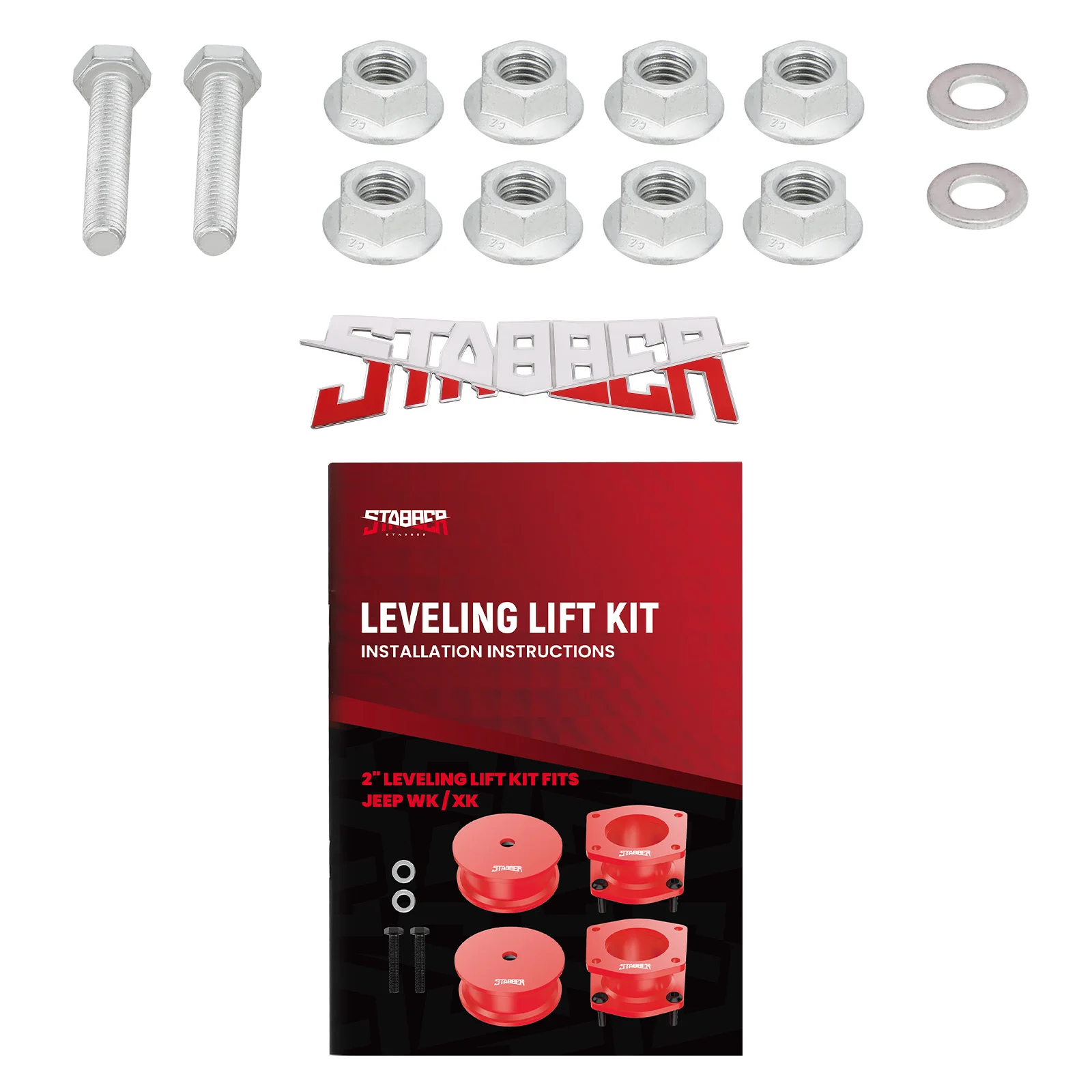 2" Full Suspension Lift Level Kit For Jeep Grand Cherokee WK Commander 05-10 Red