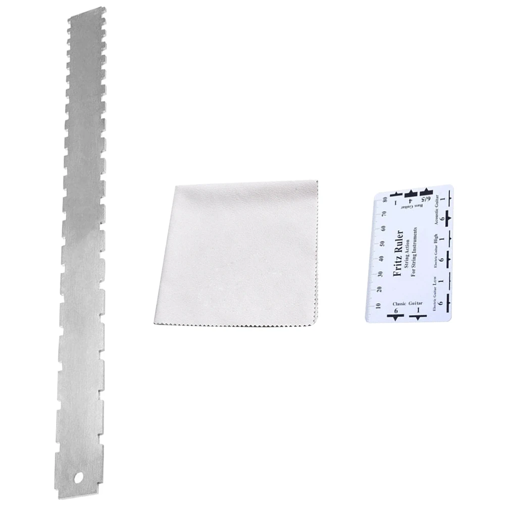

Guitar Neck Straight Edge Luthier Tool Notched Stainless Steel Fret Rocker String Action Gauge Cleaning Cloth Kit For Electric