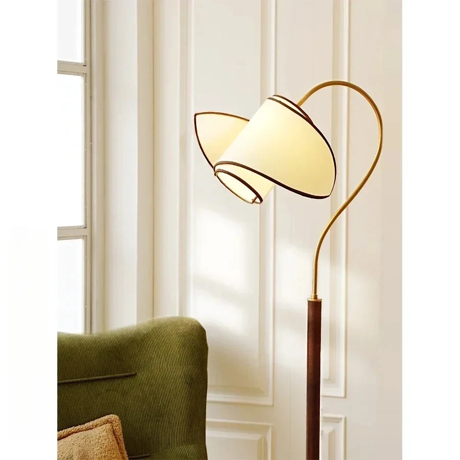 bedroom breeze floor lamp, vintage Nanyang living room solid wood atmosphere lamp