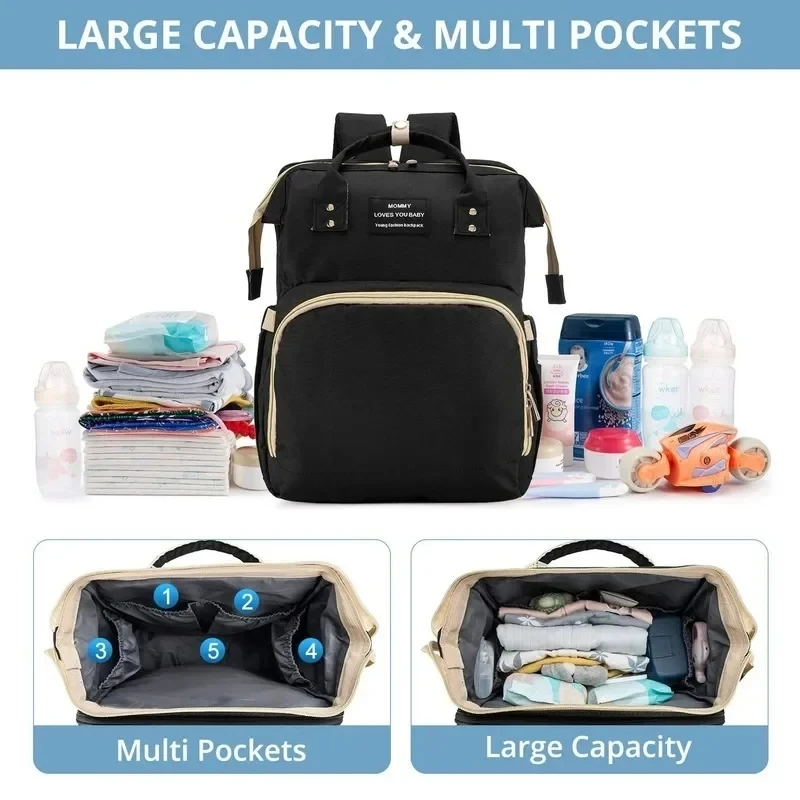 Mommy Bag Outdoor Bottle Carrier Diaper Bag Multi-functional Extended Bag Baby Seat Sleep Feeding Bag Large Capacity Backpack