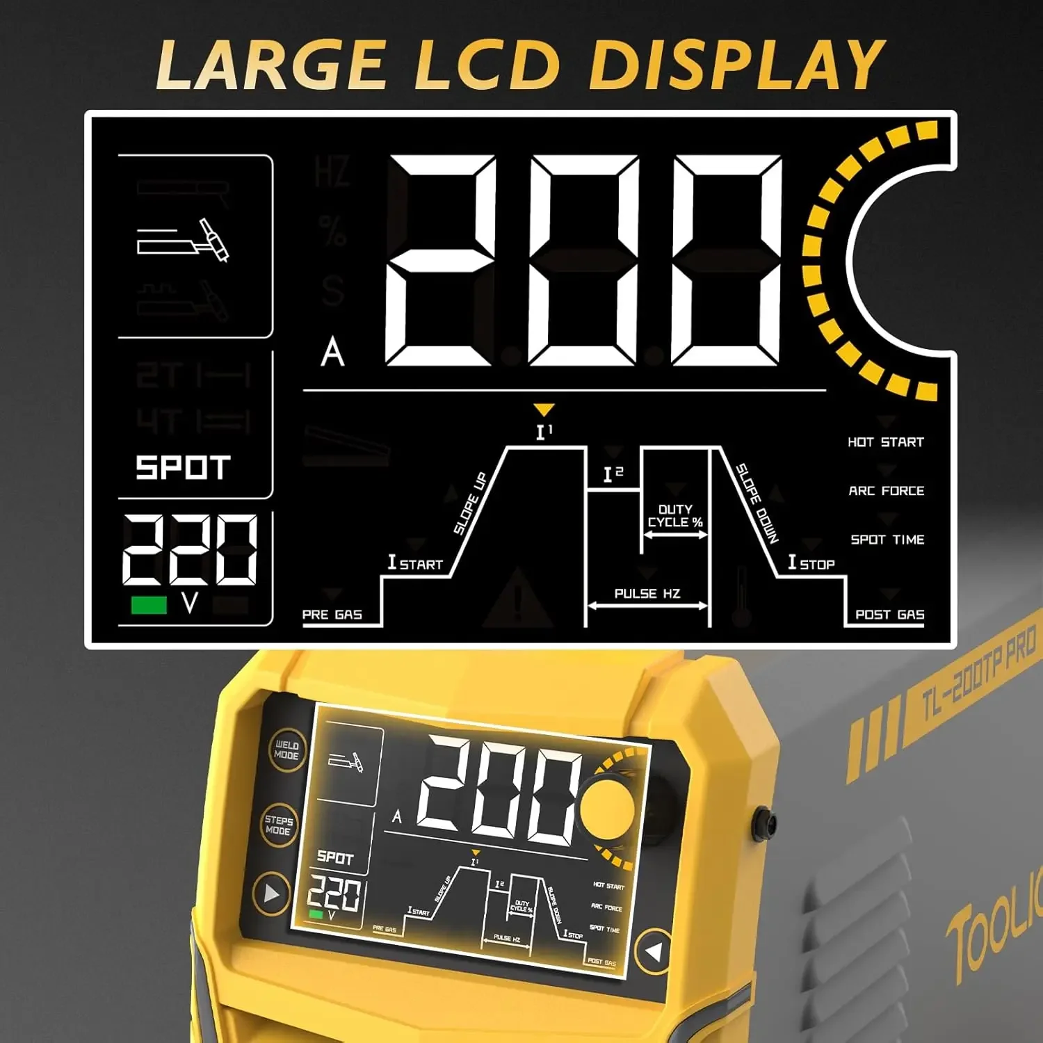 TIG Welder with Pulse Multifunctional TIG Welding Machine DC TIG/Spot TIG/Pulse TIG/Stick 110&220V Dual Voltage with Large Digit