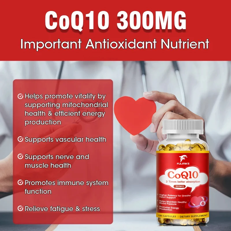 60/120PCS Coenzyme Q10 Capsules Provides Energy Vitamins Health Food Organic Ultra High Absorption COQ10 Capsules